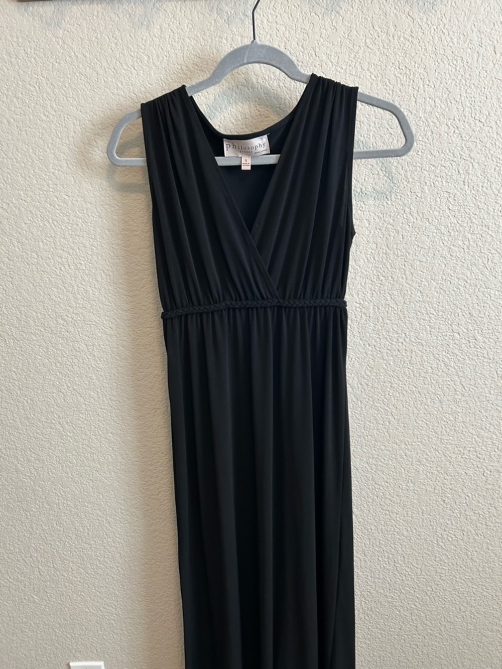 Philosophy Black Sleeveless Wrap-Style Maxi Dress